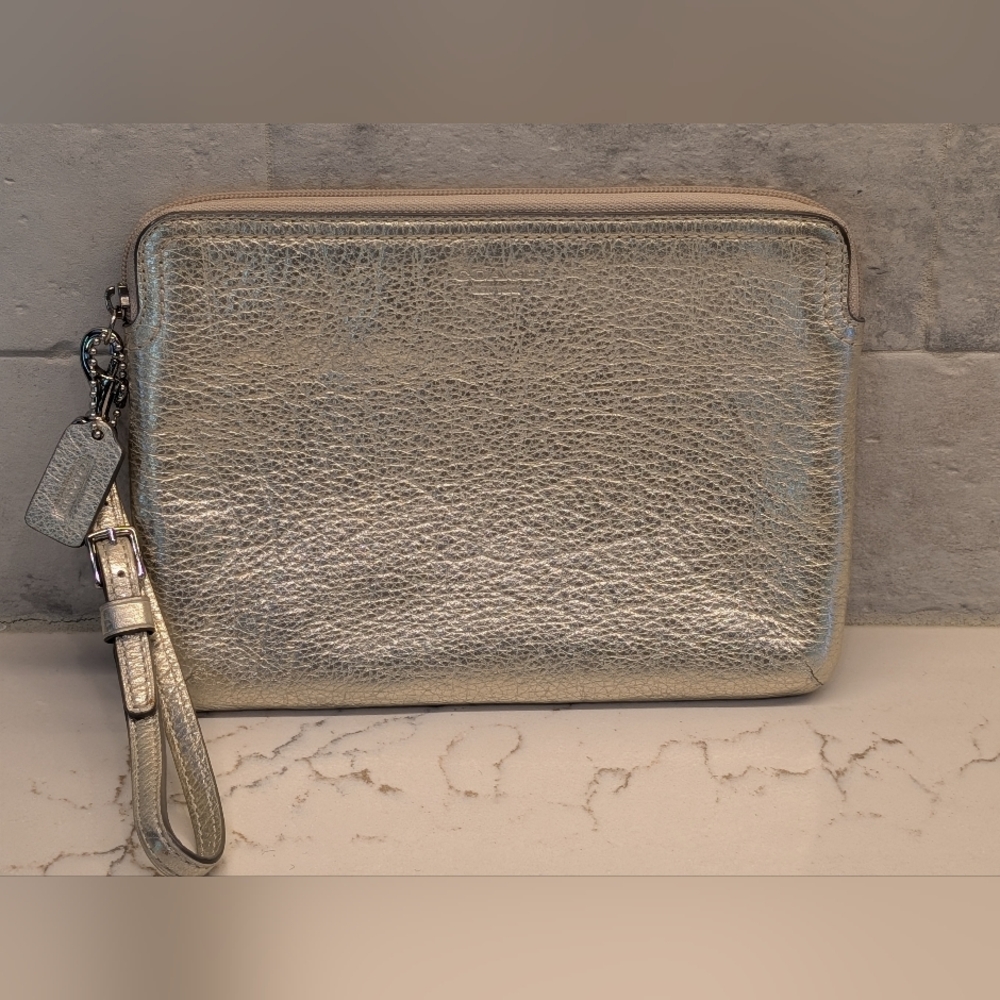 Coach Metallic eReader Sleeve - EUC - Sliver 8.5x6 Inches
